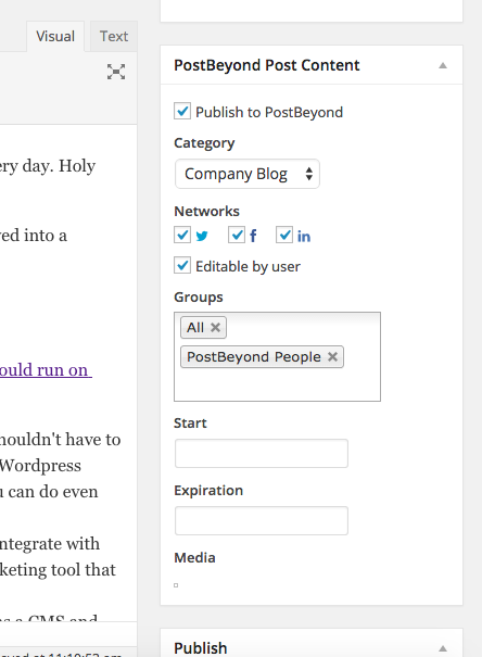 PostBeyond employee advocacy WordPress Plugin