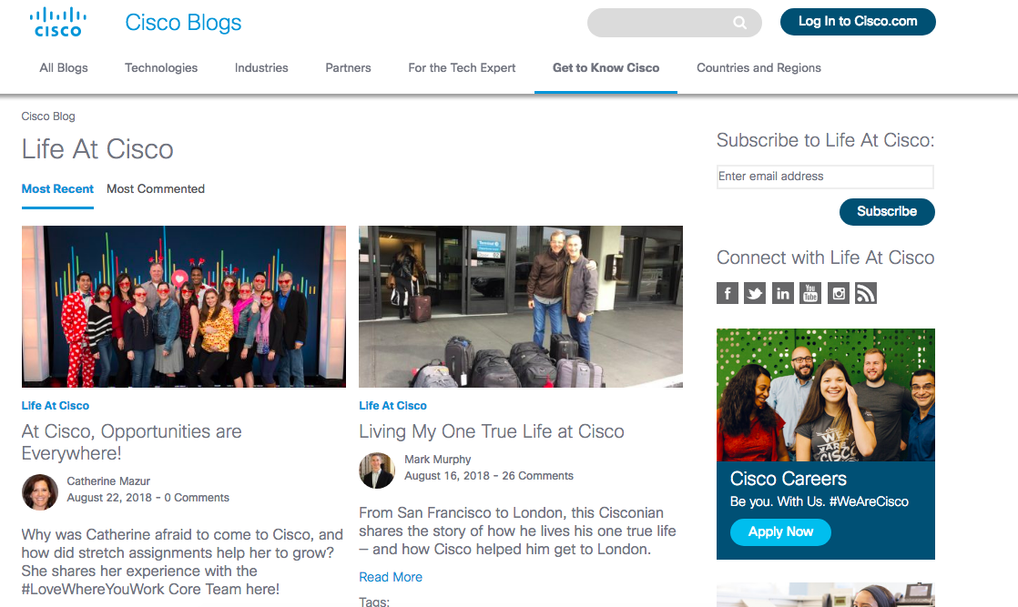 Cisco's employer branding blog