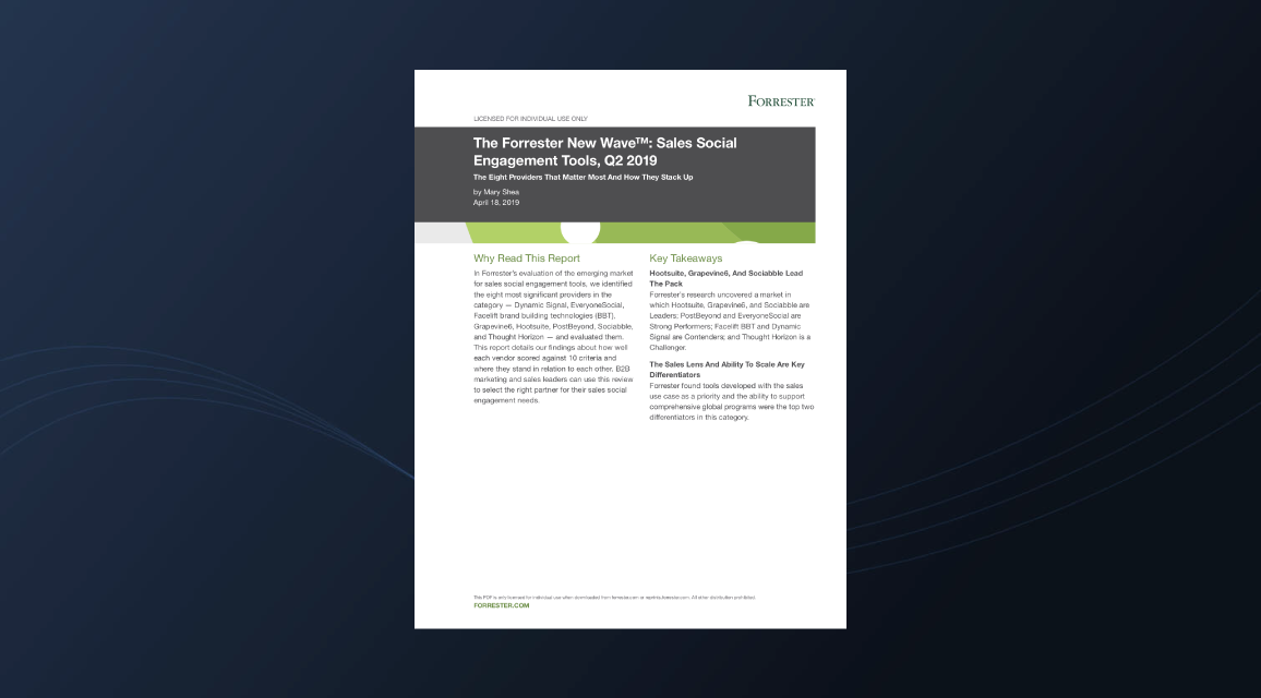 The Forrester New Wave™: Sales Social Engagement Tools, Q2 2019