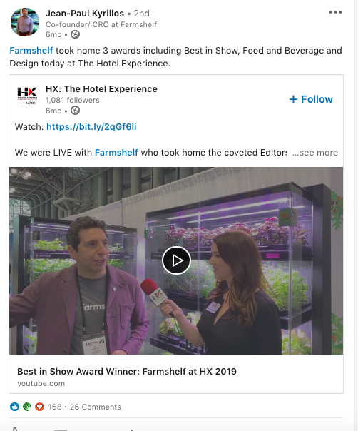 CEO Farmshelf LinkedIn video