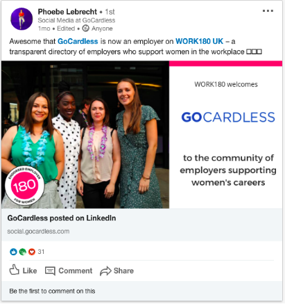 GoCardless Brand Advocacy on Social Media example