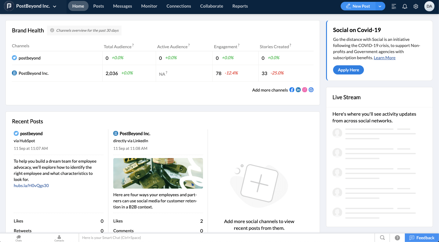 Zoho Social social media listening tool