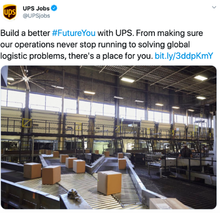 UPS jobs post on Twitter