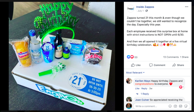 Zappor employee birthday Facebook post