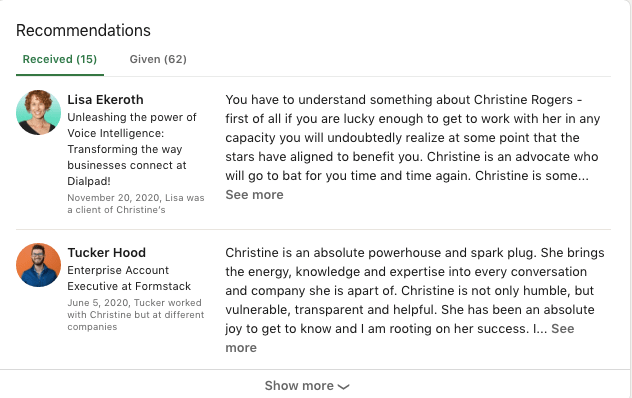 LinkedIn Recommendations
