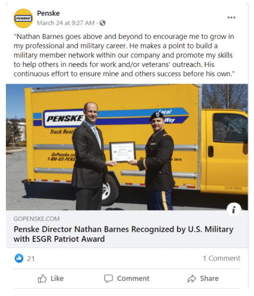 Penske example of employee advocacy