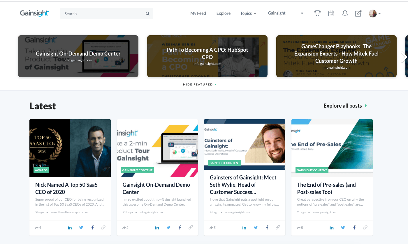 Gainsight employee advocacy platform