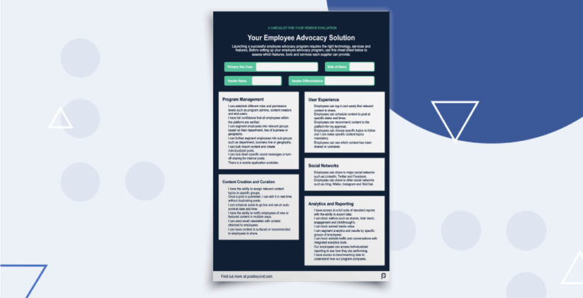 Evaluating Employee Advocacy Solution Options Checklist