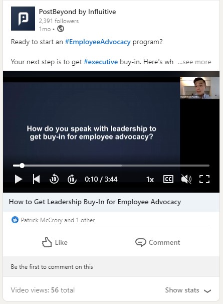 Example of video thought leadership content